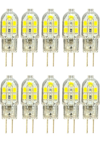 (10 adet) Osaka 2W Beyaz Işık (6500K) G4 Duylu (Iğne Bacak) LED Kapsül Ampul