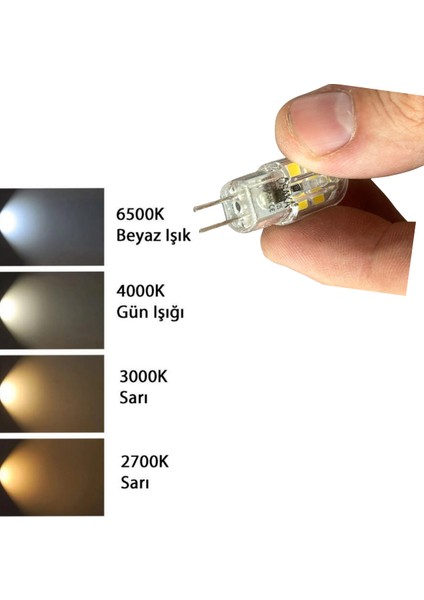 (10 adet) Osaka 2W Beyaz Işık (6500K) G4 Duylu (Iğne Bacak) LED Kapsül Ampul indirimleri
