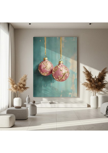 Pembe Altın Yılbaşı Süsleri Tablosu fırsatları