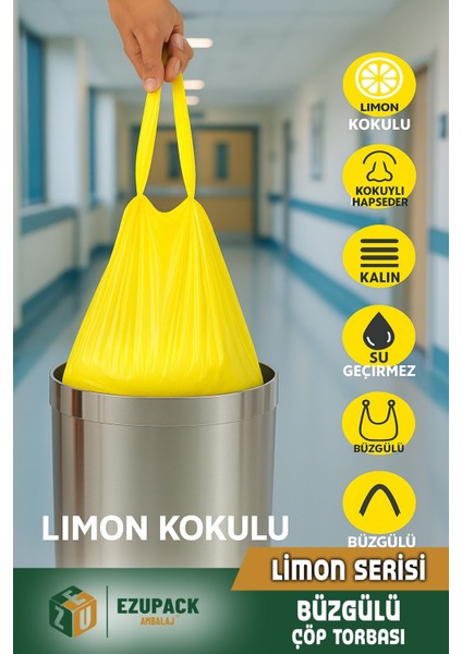 40 Lt 3lü Set Avantaj Orta Boy Lavanta Çilek Limon Kokulu Büzgülü Çöp Poşeti Çöp Torbası 30 Adet
