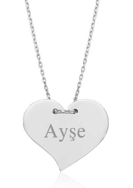 Gümüş Isimli Kalp Bayan Kolye