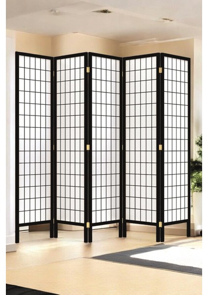 Doğal Ahşap Japon Stil Çizgisel Siyah Paravan Seperatör Oda Bölme fiyatları