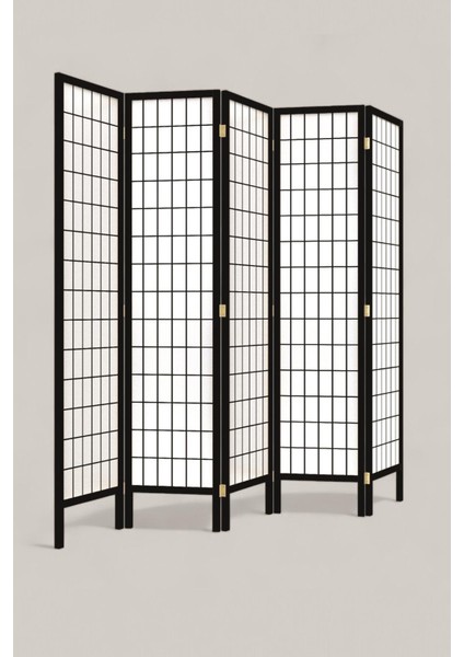 Doğal Ahşap Japon Stil Çizgisel Siyah Paravan Seperatör Oda Bölme indirimleri