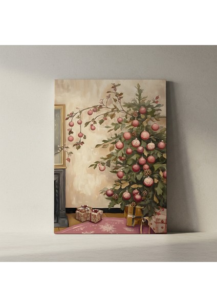 Pembe Süslerle Geleneksel Noel Ağacı Tablosu fiyatları