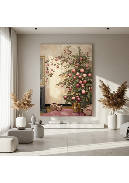 Pembe Süslerle Geleneksel Noel Ağacı Tablosu fırsatları