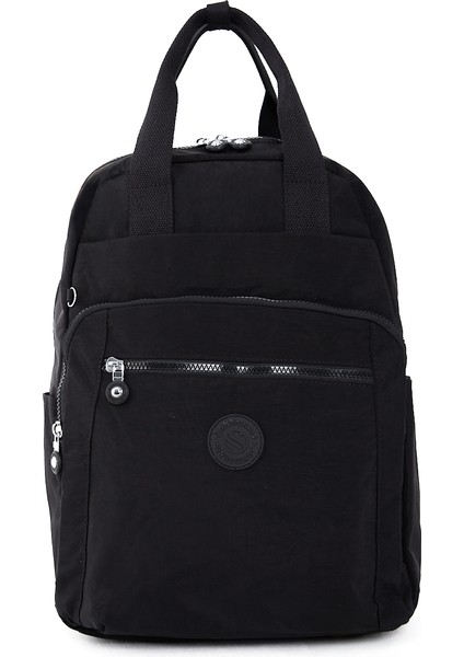 Unisex Suya Orta Boy Kumaş Çok Gözlü Bej Laptop Okul ve Seyahat Sırt Çantası 3064