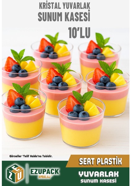 Yuvarlak Sert Mika Magnolya Bardağı Kase Plastik Şeffaf Sunum Kabı 250CC 10ADET Tatlı&meze Salata