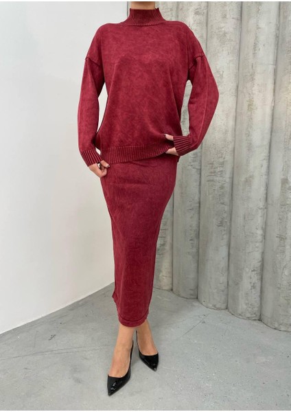 Ikili Balıkçıya Yaka Eskitme Detaylı Etek Takım fiyatları