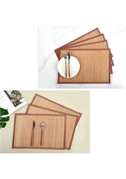 Amerikan Tarzı 4'lü Set Bambu Hasır Masa Servis Yemek Sunum Örtüsü Özel El Yapımı Doğal Dörtlü Takım fiyatları