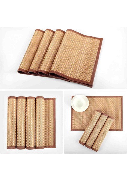 Amerikan Tarzı 4'lü Set Bambu Hasır Masa Servis Yemek Sunum Örtüsü Özel El Yapımı Doğal Dörtlü Takım fırsatları