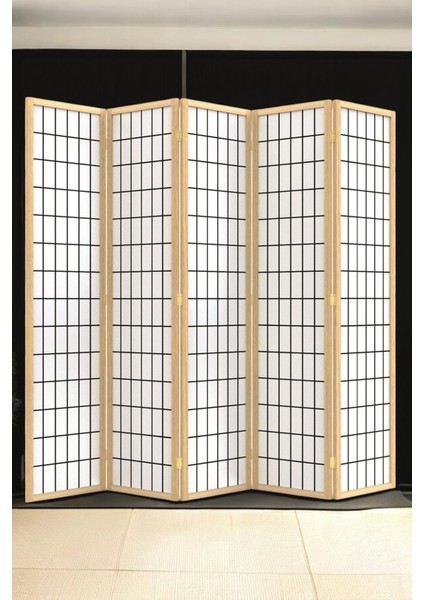 Doğal Ahşap Japon Stil Çizgisel Bej Paravan Seperatör Oda Bölme fiyatları