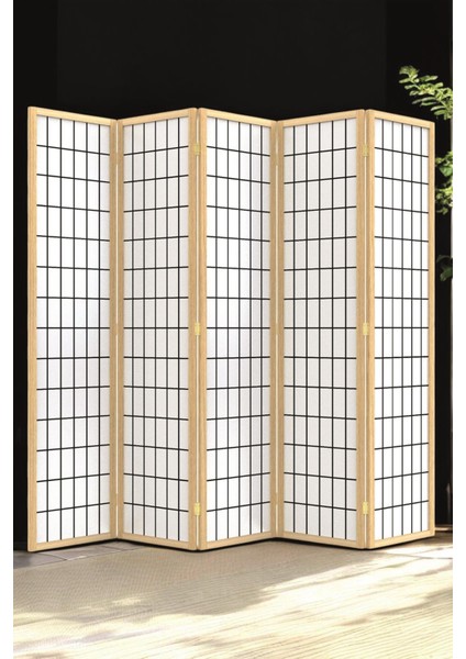 Doğal Ahşap Japon Stil Çizgisel Bej Paravan Seperatör Oda Bölme modelleri