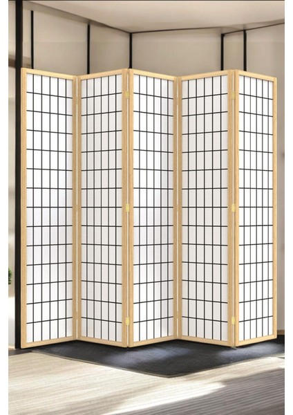 Doğal Ahşap Japon Stil Çizgisel Bej Paravan Seperatör Oda Bölme fırsatları