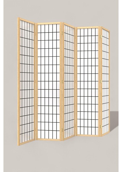 Doğal Ahşap Japon Stil Çizgisel Bej Paravan Seperatör Oda Bölme indirimleri