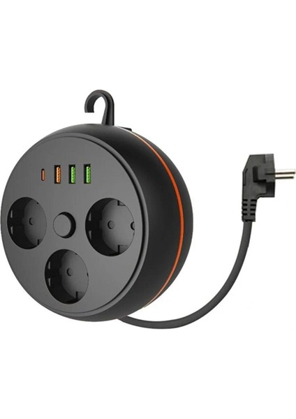 Buffer® 3 Adet Soket,3 Adet USB ve 1 Adet Type-C Girişli Termal Akım Korumalı Makaralı Priz 3395 fiyatları