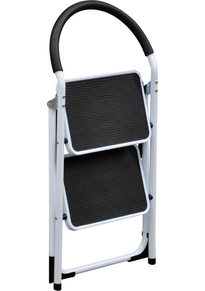 Metal 2 Basamaklı Katlanır Merdiven | Geniş Kaymaz Yüzeyli Basamaklı Ev Tipi 150 kg Taşıma Kapasite Beyaz fiyatları