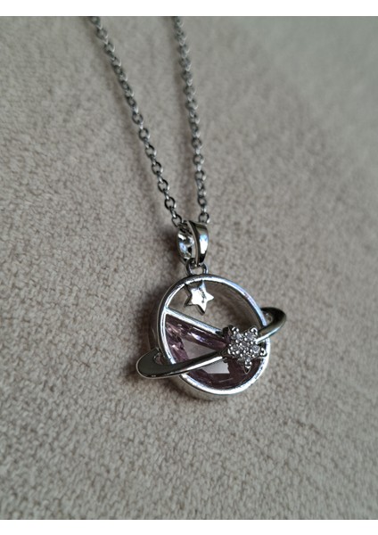 Satürn Taşlı Çelik Kolye indirimleri