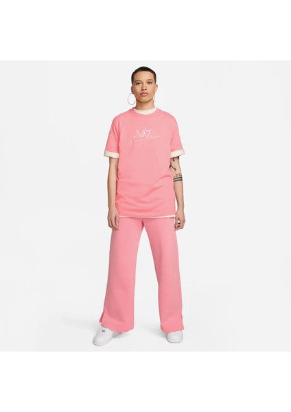 Sportswear Pamuklu Bol Kesim Kadın Pembe T-Shirt - (FB8203-611)