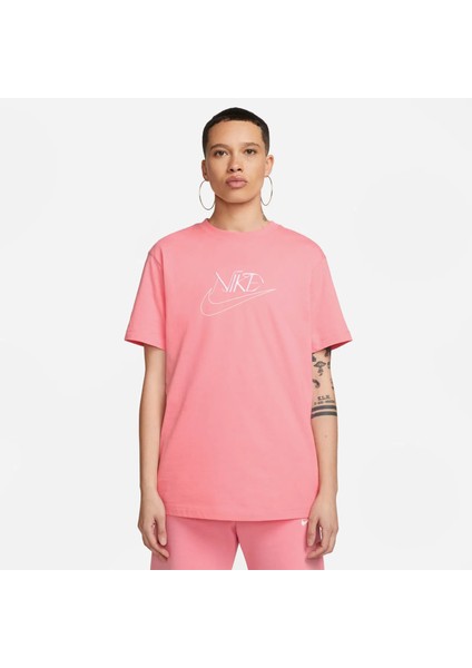 Sportswear Pamuklu Bol Kesim Kadın Pembe T-Shirt - (FB8203-611) modelleri