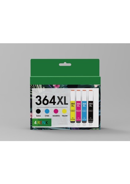 Photosmart 5510 (B111A) Yazıcı Uyumlu 364XL (364) 4 Renk Muadil Çipli Kartuş Seti