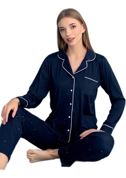 Valentina Kadın Pijama Takımı Uzun Kollu Önden Düğmeli Yumuşak Nefes Alan Kumaş S–2xl fırsatları