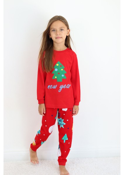 Kız Çocuk Orta Kalınlıkta Basic Baskılı Pijama Takımı