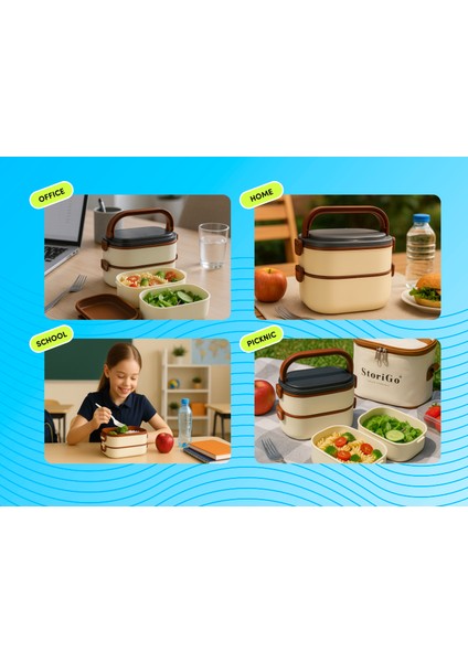 Lunch Box + Termos Çanta Hediyeli Beslenme Kutusu Yemek Saklama Taşıma