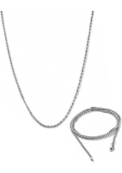 Burgu Zincir Gümüş Kolye Rodyum