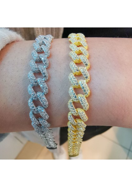 Gurmet Gümüş Bileklik Full Taşlı Rodyum Kutu Kilitli modelleri