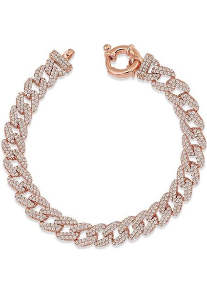 Gurmet Gümüş Bileklik Full Taşlı Rose