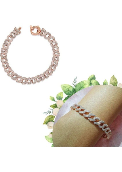 Gurmet Gümüş Bileklik Full Taşlı Rose fiyatları