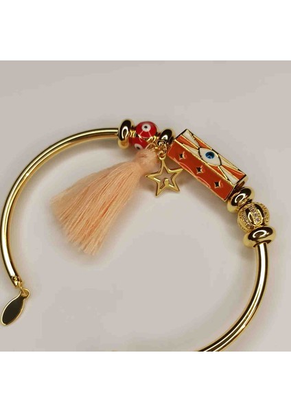 Özel Seri Zirkon Taşlı Çelik Mineli Etnik Kelepçe Bileklik