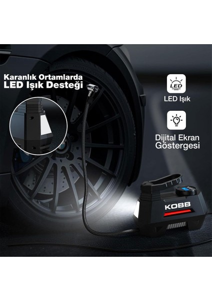 KB180 12VOLT 150 Psı Ayarlanabilir Dijital Basınç Göstergeli Lastik Şişirme Pompası modelleri