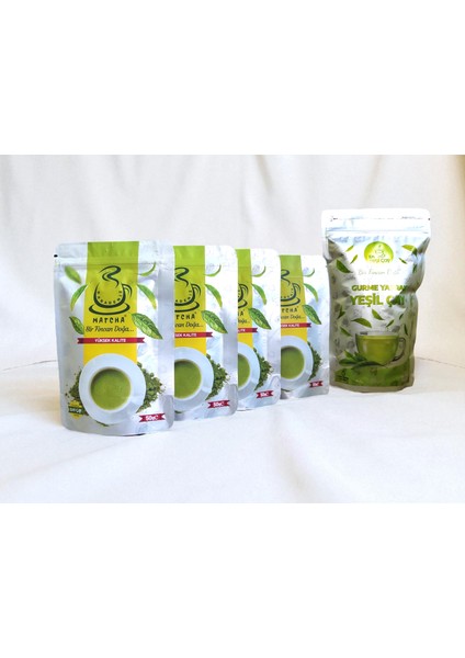 4 x Karadeniz Matcha Çayı ( Saf Matcha ) + 1 Paket Gurme Yaprak Yeşil Çay