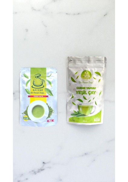 Saf Matcha 50 gr + Gurme Yaprak Yeşil Çay 50 gr