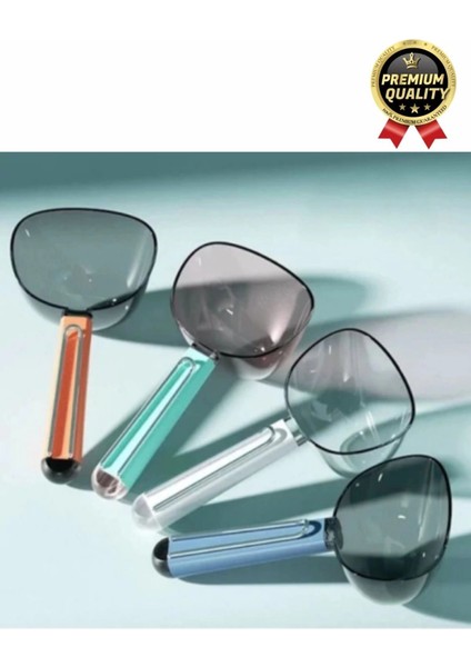 Çok Amaçlı Klipsli Ölçekli Şeffaf Başlıklı 180ML Kapasiteli Kedi Köpek Mama Ölçüm Kaşığı Küreği modelleri