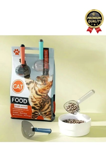 Çok Amaçlı Klipsli Ölçekli Şeffaf Başlıklı 180ML Kapasiteli Kedi Köpek Mama Ölçüm Kaşığı Küreği fırsatları
