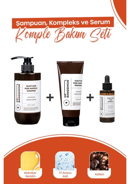 Caffeine Ampoule Saç Bakım Serisi, Şampuan, Treatment Krem, Saç Serumu, Komple Bakım Seti