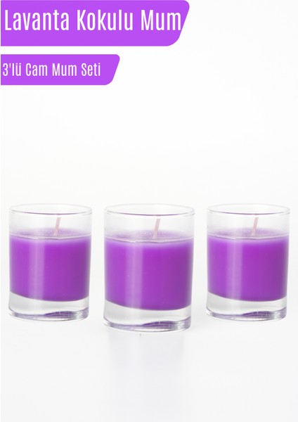 Aromaterapi Lavanta Kokulu Mum – Ferahlatıcı & Huzur Veren Etki | 3'lü Set