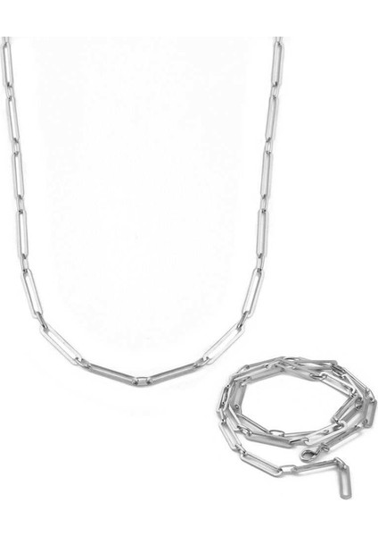 Bakla Zincir Gümüş Kolye Rodyum