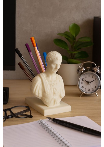 Sezar Büstü Kalemlik Organizer Masaüstü Dekoratif Kalem Düzenleyici