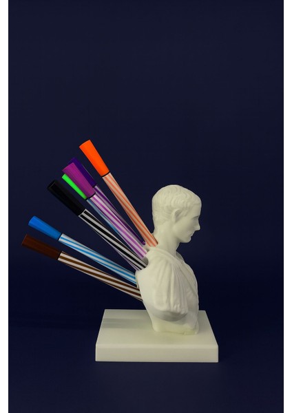 Sezar Büstü Kalemlik Organizer Masaüstü Dekoratif Kalem Düzenleyici