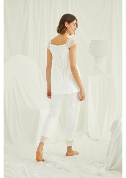 Monamise Dantelli Önü Düğmeli Hamile Lohusa 3'lü Pijama Takımı modelleri