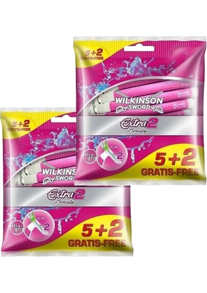 Extra2 Beauty Çift Bıçaklı Kadın Tıraş Bıçağı 14 Adet 7+7 Paket