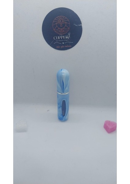 Mini Seyahat Parfüm Dolumlu Atomizer, Taşınabilir Parfüm Sprey Şişesi 5 ml (Mavi Desenli)