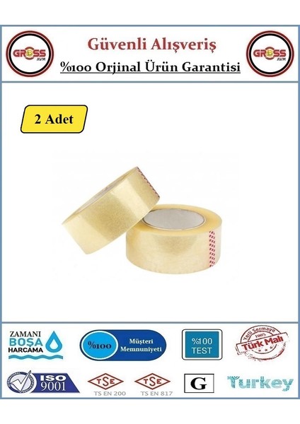 Koli Bandı Şeffaf - En: 45MM - Boy: 80-100 Metre - 2 Adet