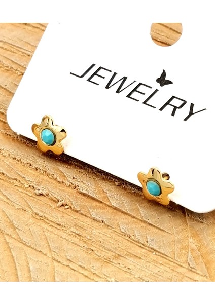 Renkli Kararmaz Çiçek Figürlü Lüks Küpe