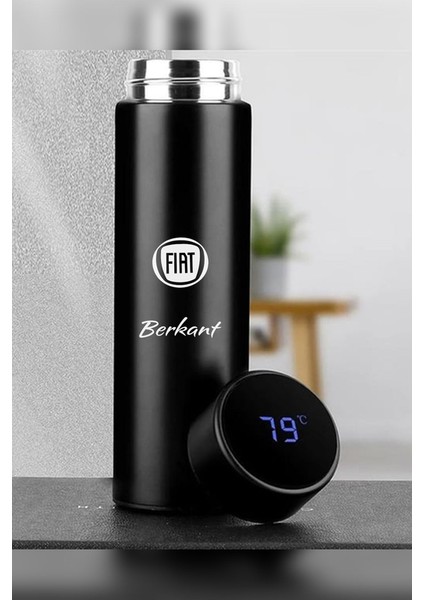 Kişiye Özel 500ML Dijital Göstergeli 304 Çelik Araç Baskılı Akıllı Termos - Isı Korumalı Şişe