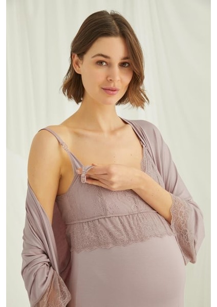 Monamise Dantelli Hamile Lohusa Sabahlık Takımı modelleri