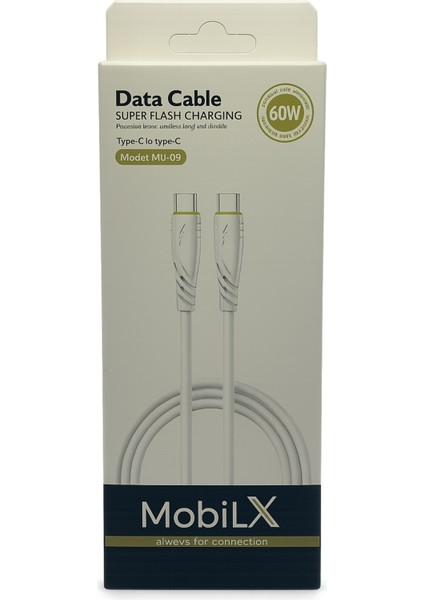 Mobilx 60W Type-C To Type-C Hızlı Şarj Kablosu – Örgülü Yapı | Model: Mu-09 fiyatları
